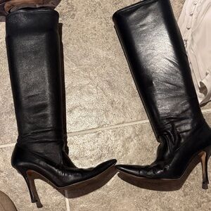 Manolo Blahnik Elegant Black Heeled Boots